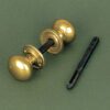 Pair Of Small Antique Solid Brass Cottage Bun Door Knobs / Handles