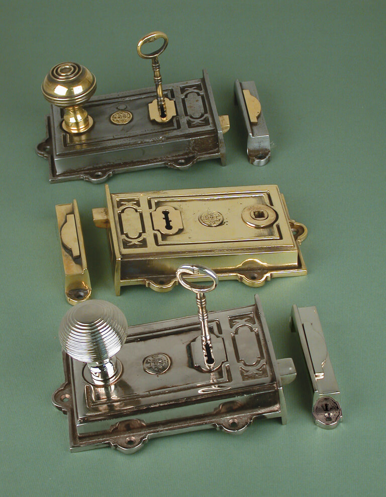 Antique Solid Brass Davenport Door / Rim Lock - Warwick Reclamation