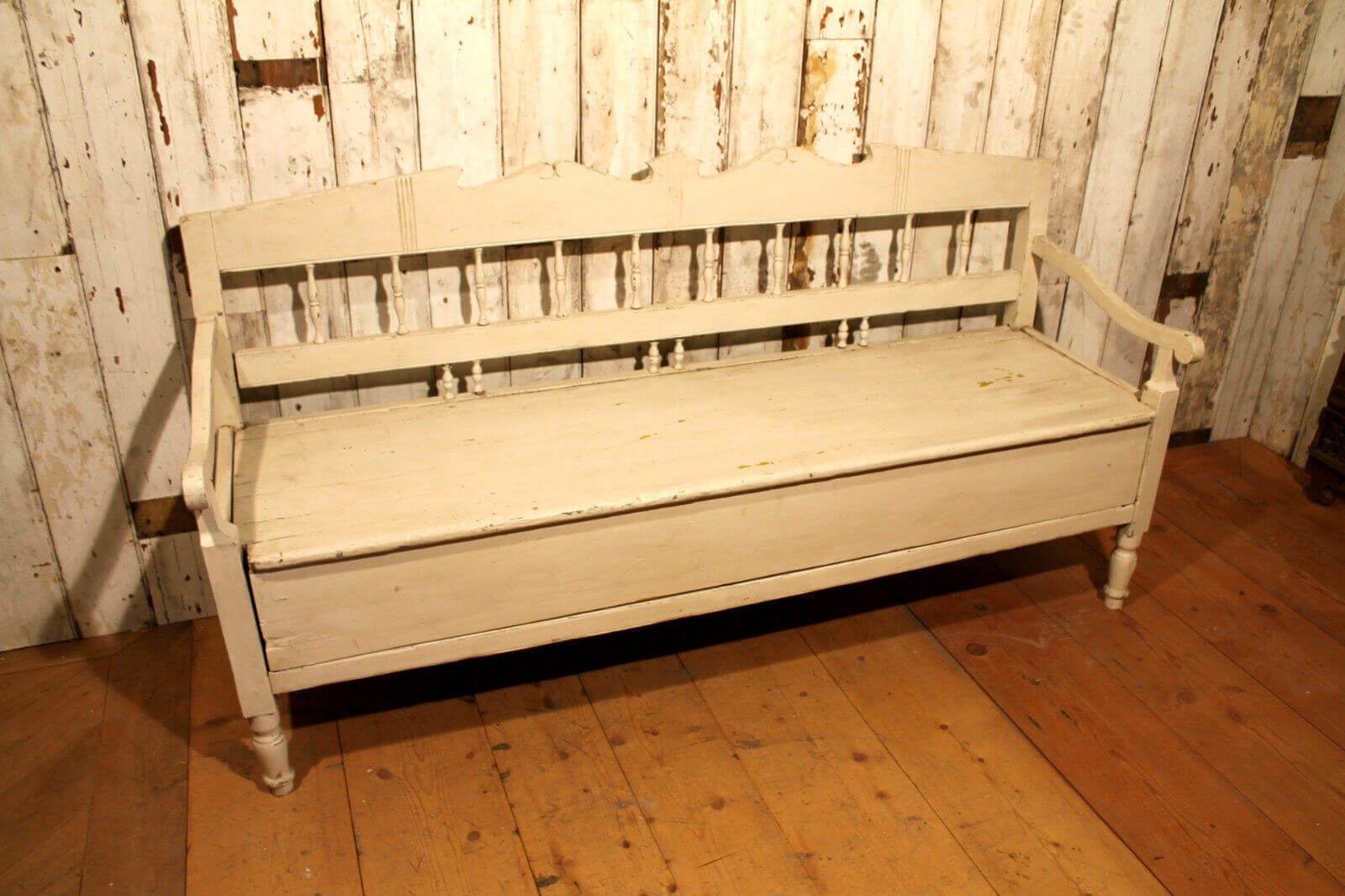 Original 19th Century European Hand Crafted Pine Box Bench / Pull Out ...