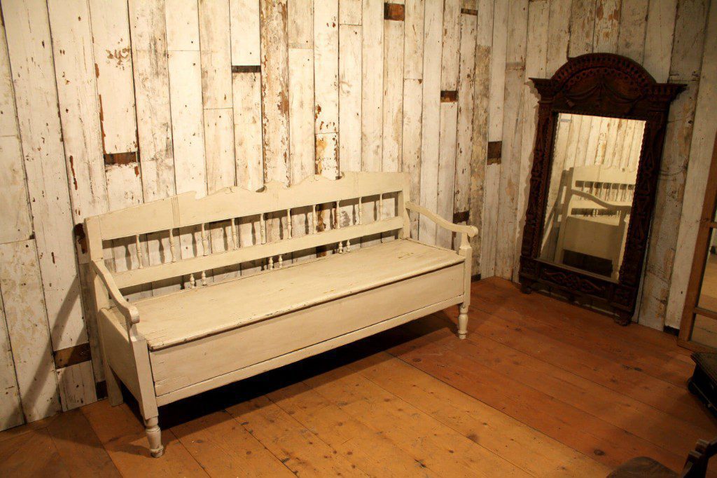 Original 19th Century European Hand Crafted Pine Box Bench / Pull Out ...