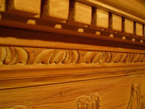 Reclaimed Hand Carved 1910 Pine Fire Surround - Warwick Reclamation