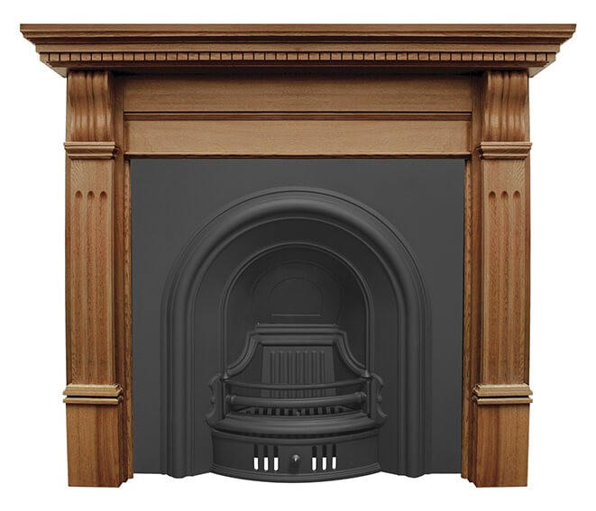 'The Coleby' Arched Black Cast Iron Fireplace Insert - Warwick Reclamation
