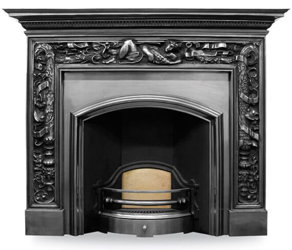 'The London Plate' Wide Opening Full Polish Cast Iron Fireplace Insert ...
