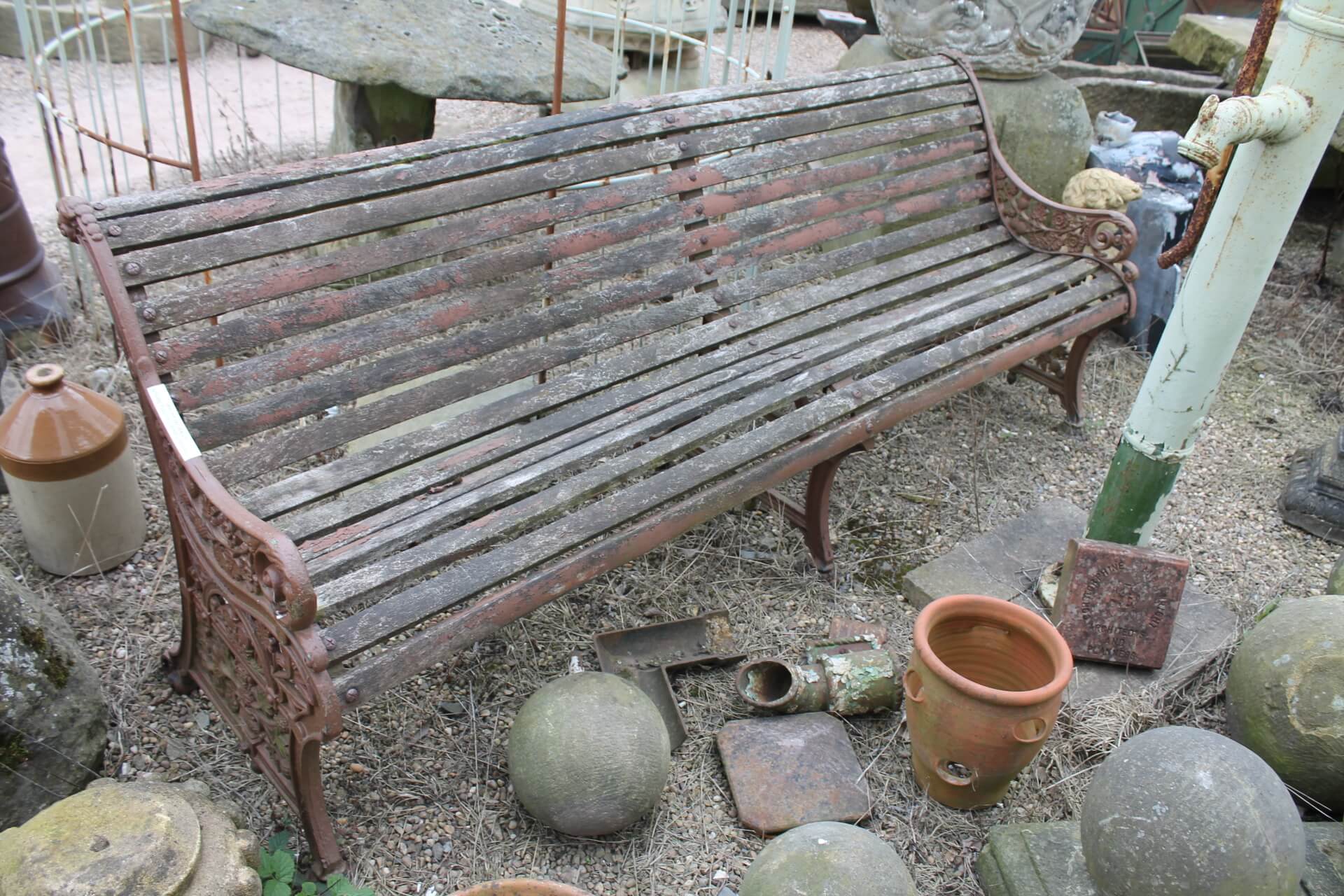 Original Antique C19 Falkirk Foundry Cast Iron Hardwood Garden